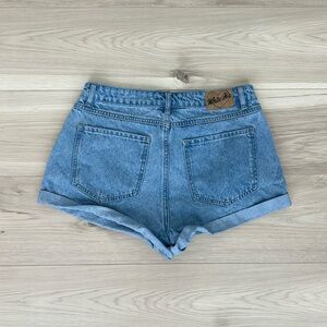 white fox high rise denim shorts